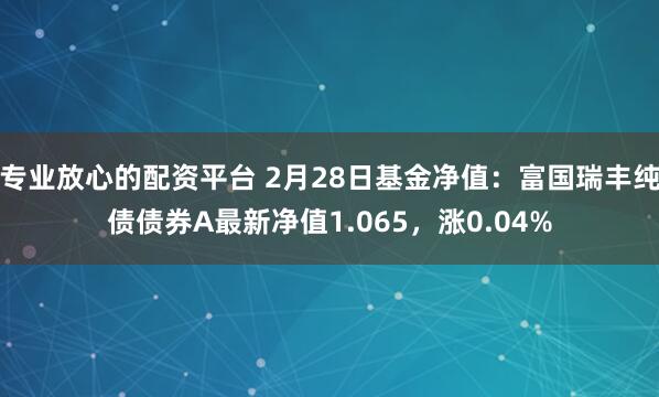 专业放心的配资平台 2月28日基金净值：富国瑞丰纯债债券A最新净值1.065，涨0.04%