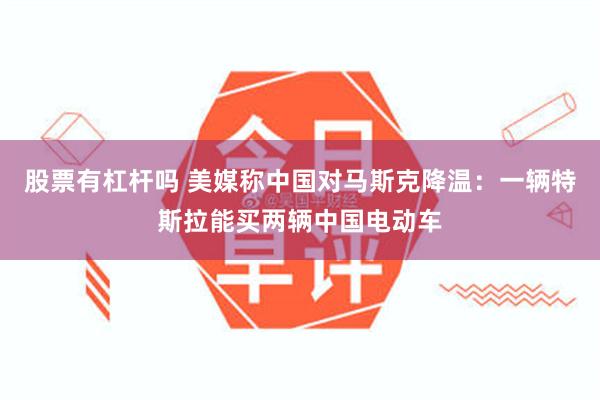 股票有杠杆吗 美媒称中国对马斯克降温：一辆特斯拉能买两辆中国电动车