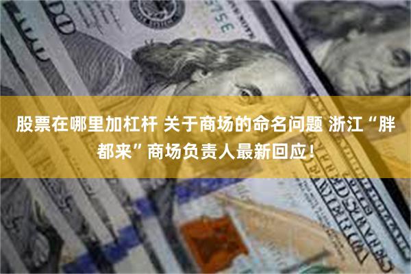 股票在哪里加杠杆 关于商场的命名问题 浙江“胖都来”商场负责人最新回应！