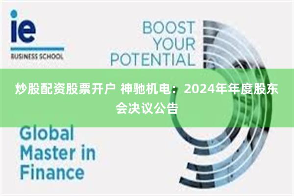 炒股配资股票开户 神驰机电：2024年年度股东会决议公告